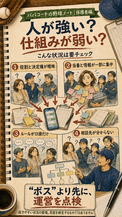 少年野球のボスママ問題を人物ではなく運営の仕組みから点検する図解