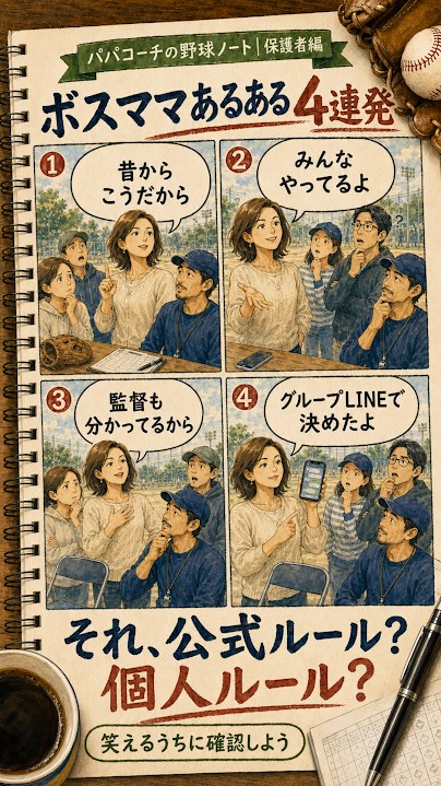 少年野球で非公式ルールになりやすいボスママの言葉4例