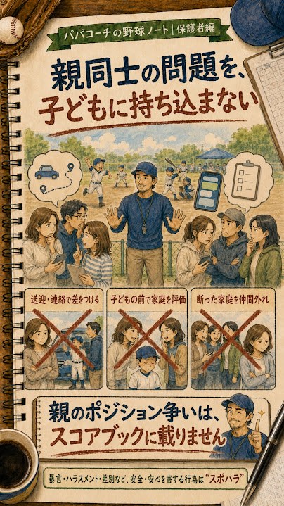 少年野球の親同士の問題を子どもへ持ち込まないための図解