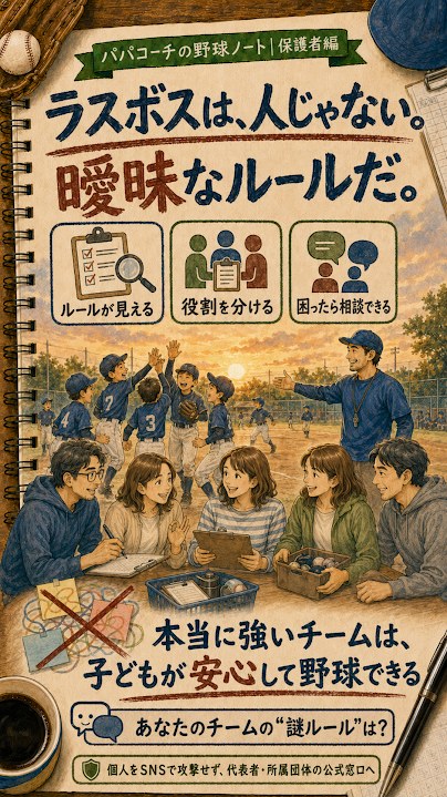 少年野球のボスママ問題は人ではなく曖昧なルールが原因だと示す図解
