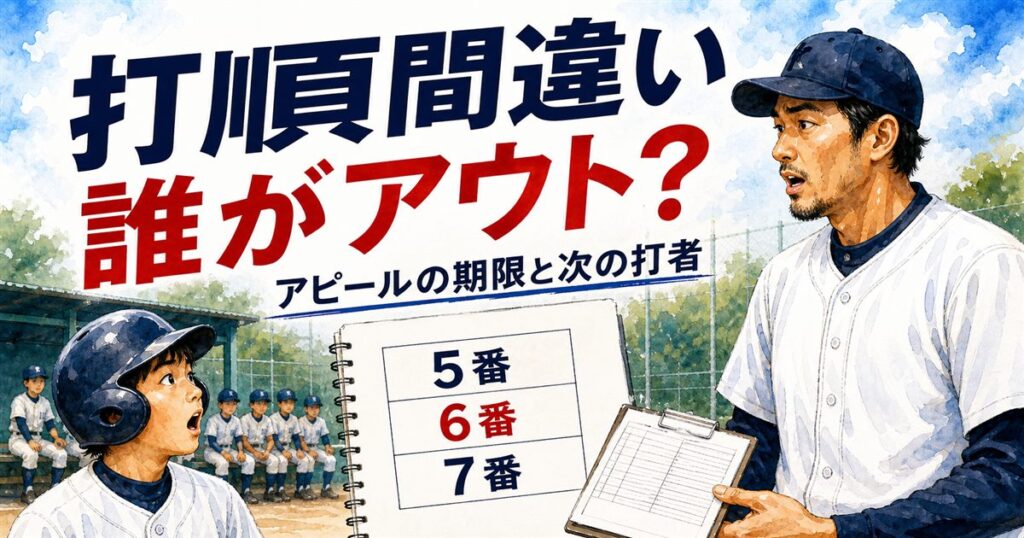 少年野球の打順間違いで誰がアウトになるかを解説するパパコーチ