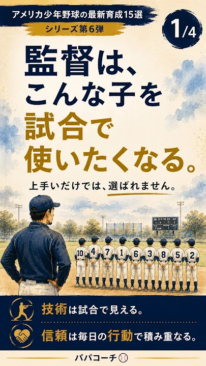 少年野球で監督が試合に使いたくなる子は技術だけで決まらないというInstagram投稿のブログ版