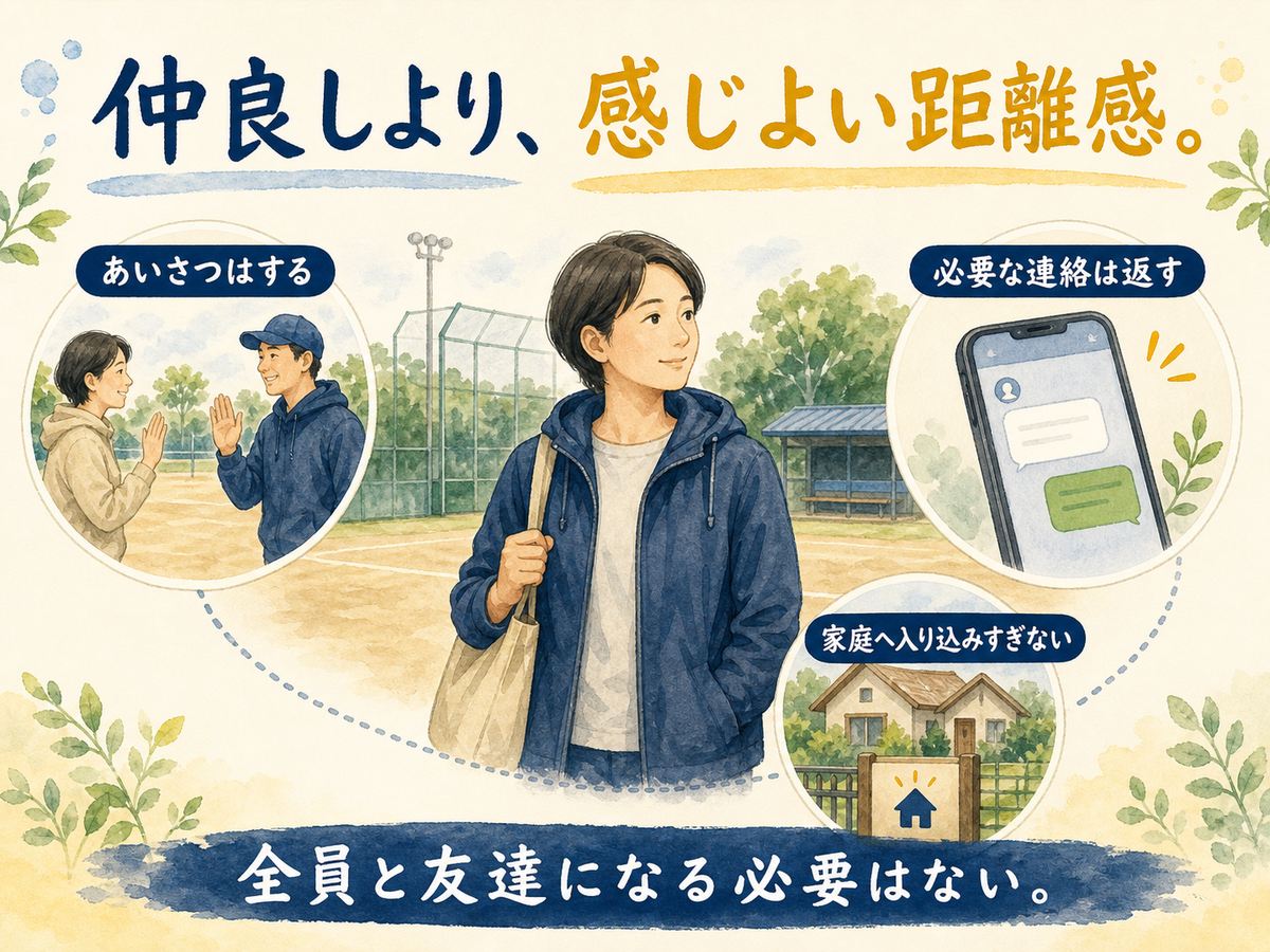 少年野球の保護者同士が感じよい距離を保つための図解