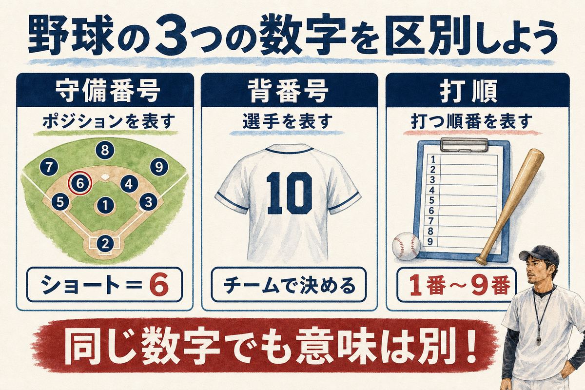 守備番号、背番号、打順という野球の3つの数字の違い