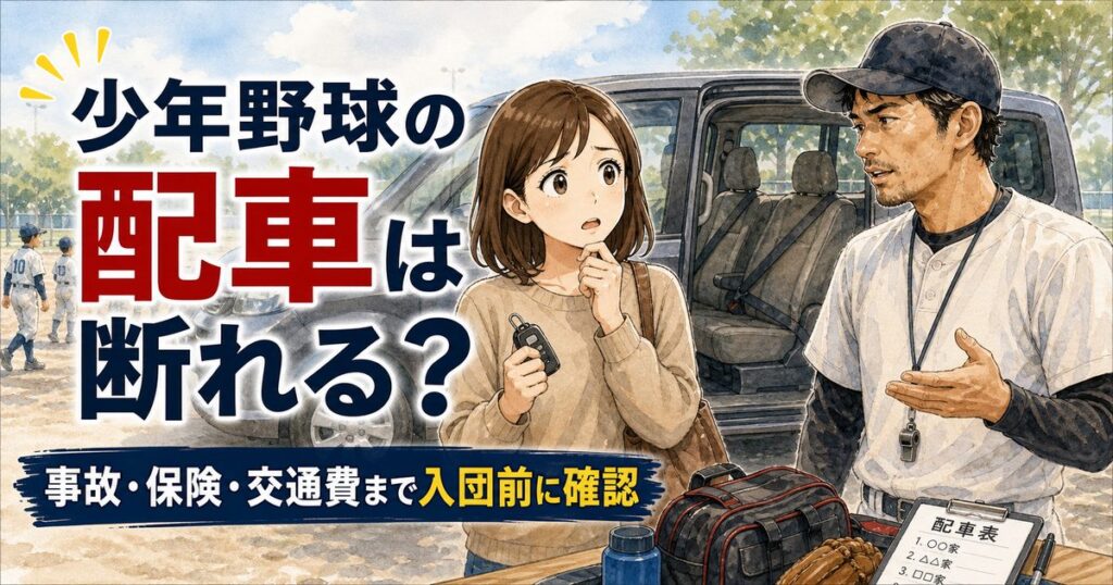 少年野球の配車を断れるか、事故・保険・交通費を解説するアイキャッチ