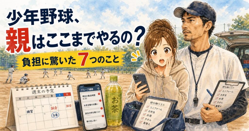 少年野球の親の負担に驚いた7つのことを紹介する記事アイキャッチ