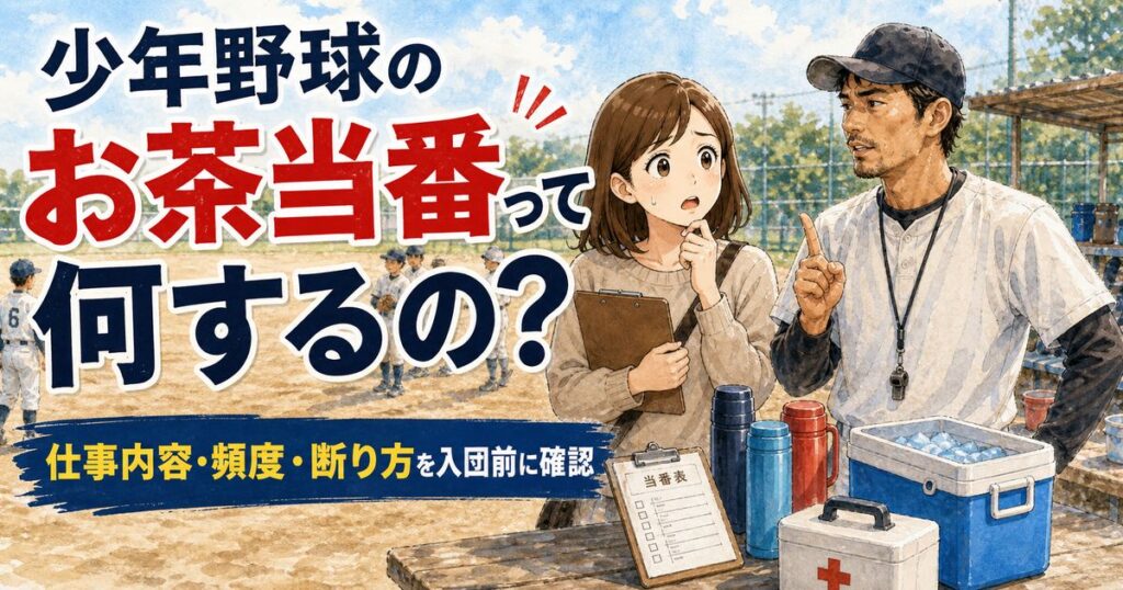 少年野球のお茶当番の仕事内容・頻度・断り方を解説するアイキャッチ