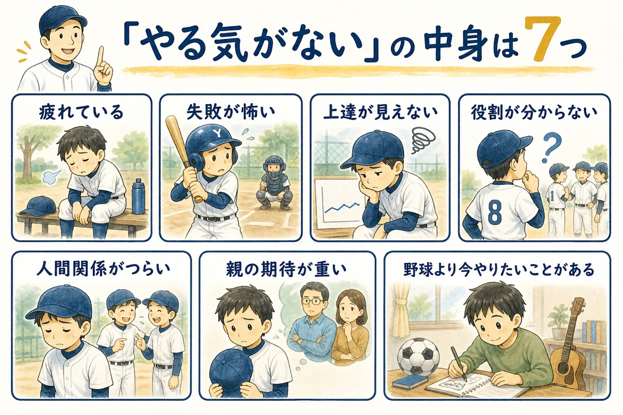 少年野球で子どもにやる気がないように見える7つの理由