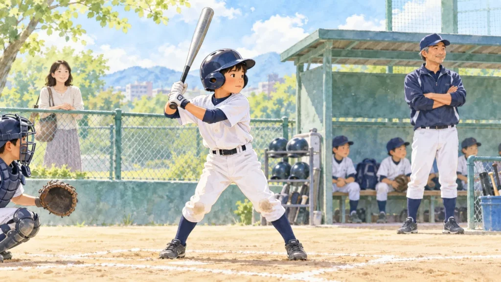 少年野球で子どもを中心に適切な距離を保つ親とコーチ