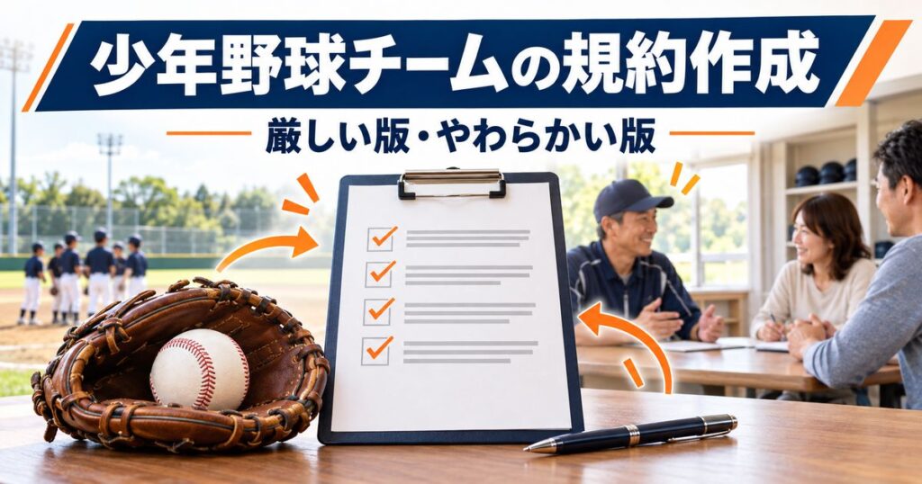 少年野球チーム規約の作成方法を解説するアイキャッチ