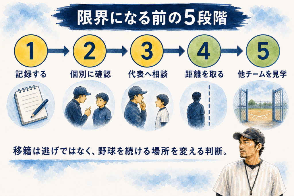 少年野球の保護者トラブルで限界になる前に行う5段階の対処フロー