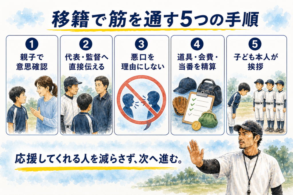 少年野球を円満退団して移籍するための5つの手順