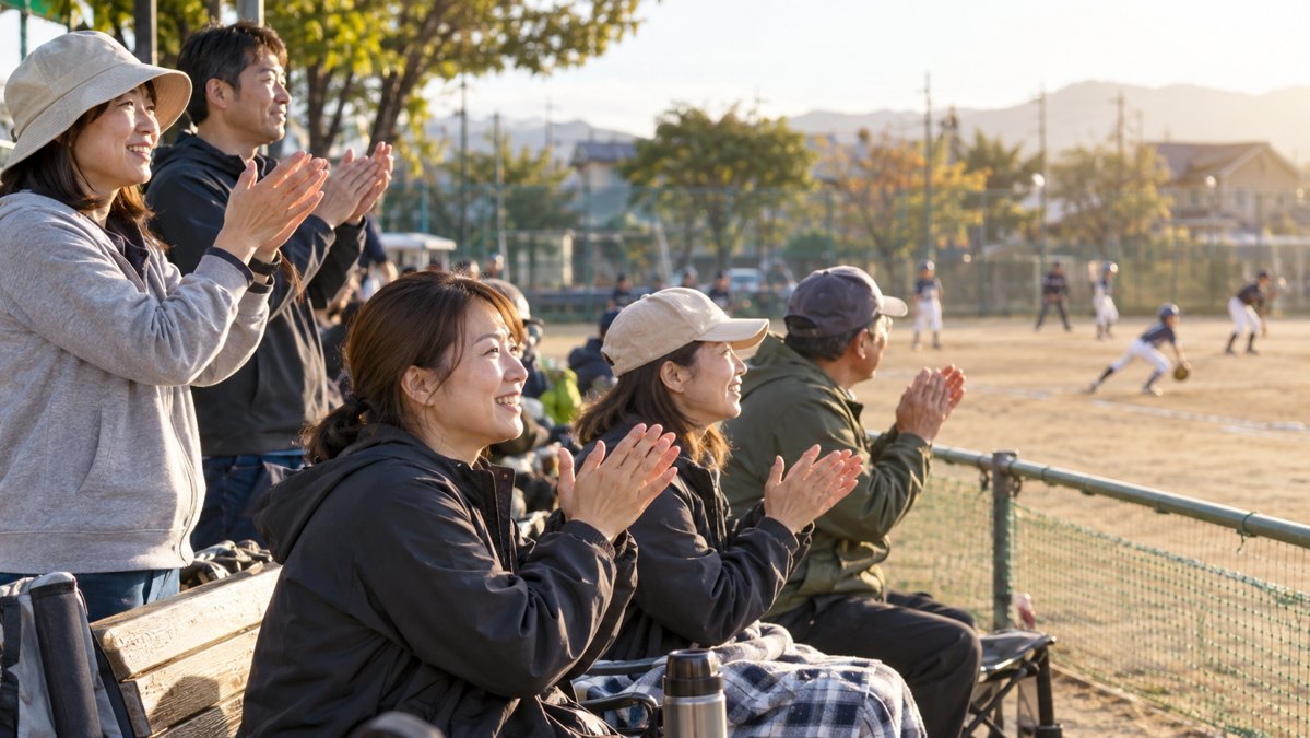 少年野球の試合で温かく拍手する保護者のイメージ