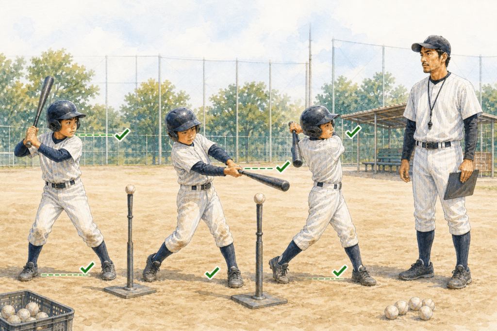 少年野球のバット選びで行う10回スイングチェック