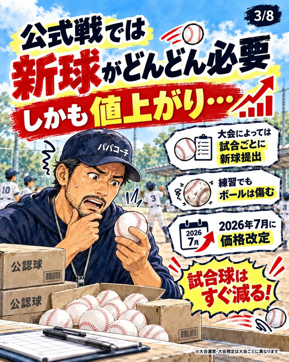 公式戦の試合球提出と2026年7月のJ号価格改定を確認するパパコーチ