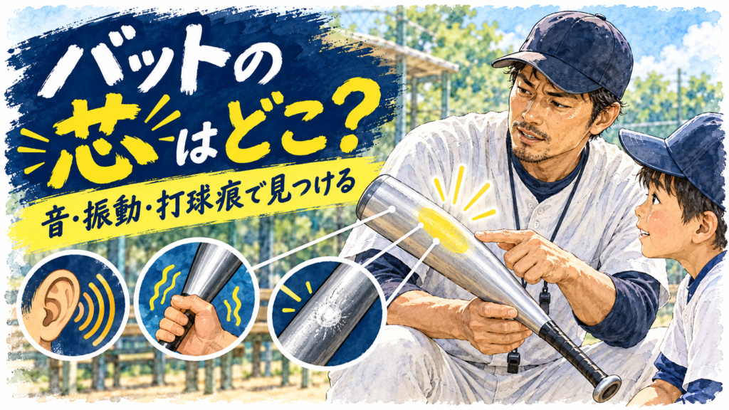 少年野球バットの芯を音・振動・打球痕で見つけるパパコーチ