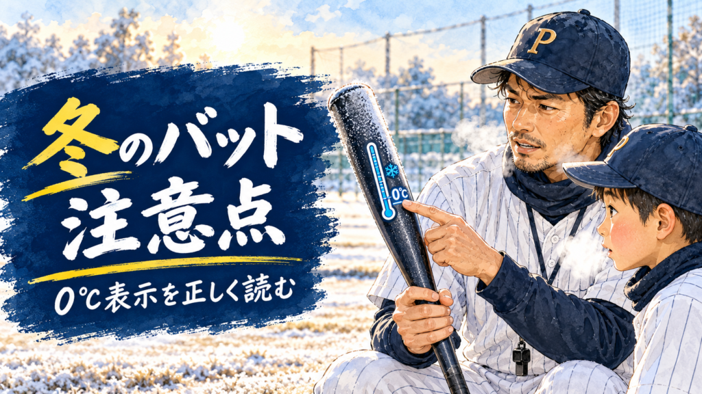 冬の少年野球でバットの0℃表示を説明するパパコーチ